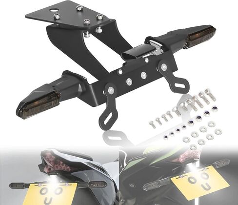 Ninja ZX10R Fender Eliminator مع مجموعة إشارة الانعطاف LED - الذيل الخلفي مرتب متوافق مع 2016-2025 ZX-10R /2017-2025 NINJA ZX-10RR لوحة ترخيص جبل قوس مجهزة الضوء (الدخان) in Saudi Arabia