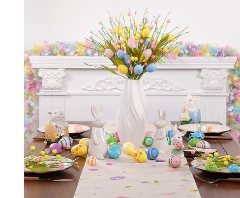 XmasExp 6 قطع زينة عيد الفصح للمنزل مع البيض - زهور صناعية لديكور الربيع الداخلي والخارجي، ديكور طاولة عيد الفصح وديكورات الشجرة للاحتفالات الاحتفالية (وردي أصفر) in Kuwait
