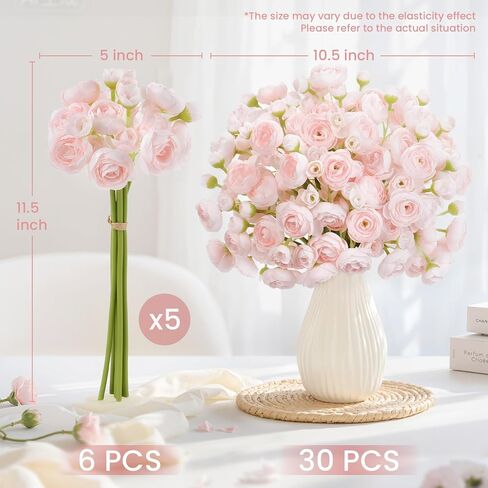 Alupssuc 30pcs حوذان الزهور الاصطناعية فو الحرير حوذان صغير، زهور الربيع الاصطناعية في الأماكن المغلقة لباقات DIY، السائبة وهمية الزفاف حشو الزهور لديكورات دش العروس، أحمر الخدود رث in Kuwait