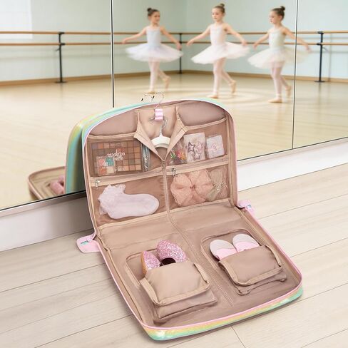 Dance Garment Bags for Dancers with Multiple Pockets and Hanging Loops, Dance Costume Garment Bag for Girls, Pink in Saudi Arabia