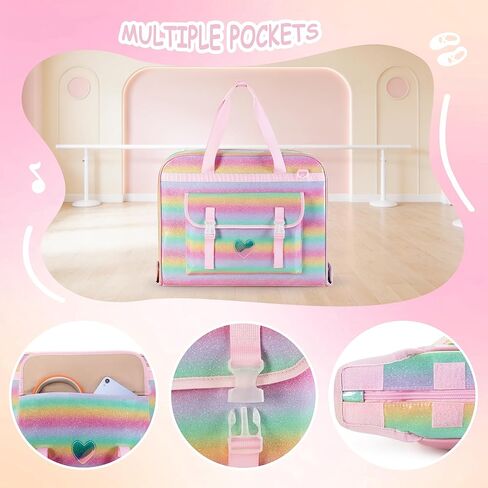 Dance Garment Bags for Dancers with Multiple Pockets and Hanging Loops, Dance Costume Garment Bag for Girls, Pink in Saudi Arabia