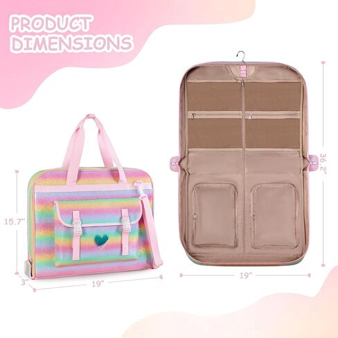 Dance Garment Bags for Dancers with Multiple Pockets and Hanging Loops, Dance Costume Garment Bag for Girls, Pink in Saudi Arabia