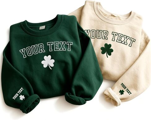 Tee Miracle Custom St Patrick's Day Embroidered Sweatshirt, Personalized Four Leaf Clover T-Shirt,Lucky Shamrock Irish Outfit in Saudi Arabia