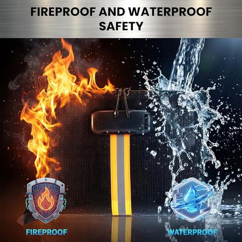 2 Pcs Fireproof Money Bag with Lock and Zipper, 8.2 x 5.7 x 1.1 Inch Waterproof Money Bag Waterproof Cash Storage Pouch Suitable for Cash, Mobile Phones, Keys, Credit Cards, Passports in Saudi Arabia