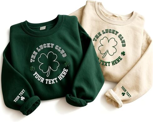 Tee Miracle Custom St Patrick's Day Embroidered Sweatshirt, Personalized Four Leaf Clover T-Shirt,Lucky Shamrock Irish Outfit in Saudi Arabia