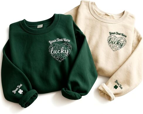 Tee Miracle Custom St Patrick's Day Embroidered Sweatshirt, Personalized Four Leaf Clover T-Shirt,Lucky Shamrock Irish Outfit in Saudi Arabia