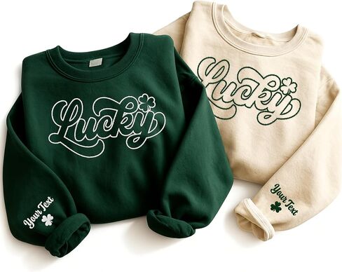 Tee Miracle Custom St Patrick's Day Embroidered Sweatshirt, Personalized Four Leaf Clover T-Shirt,Lucky Shamrock Irish Outfit in Saudi Arabia