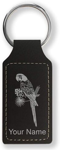 LaserGram Rectangle Keychain, Parrot, Personalized Engraving Included in Saudi Arabia