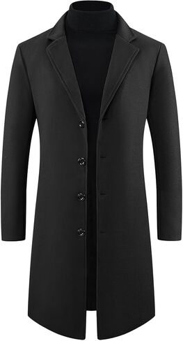 Lars Amadeus Winter Trench Coat for Men's Single Breasted Notch Lapel with Pockets Formal Overcoat in Saudi Arabia