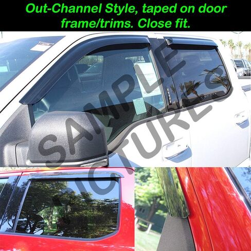 Smoked Out-Channel Window Vent Guard Rain Visors Compatible with 1999-2016 F250/F350/F450 CREWCAB ONLY in Saudi Arabia