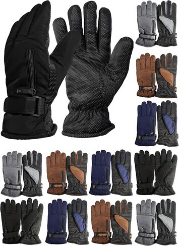 12 Pairs Winter Ski Gloves Thick Warm Thermal Insulated Fleece Lined Men Women Cold Weather Snowboarding in Saudi Arabia