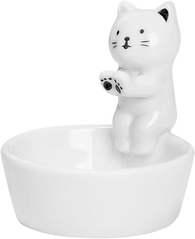 Kitten Candle Holder, Cute Cartoon Cat Candlestick Handmade Scented Candle Sticks Holder Decor Cat Lover Gifts Ca-t Home Decor Candlestick (Not Included Candles)(Color:White) in Saudi Arabia