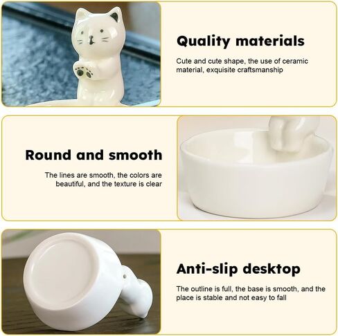 Kitten Candle Holder, Cute Cartoon Cat Candlestick Handmade Scented Candle Sticks Holder Decor Cat Lover Gifts Ca-t Home Decor Candlestick (Not Included Candles)(Color:White) in Saudi Arabia