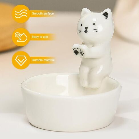 Kitten Candle Holder, Cute Cartoon Cat Candlestick Handmade Scented Candle Sticks Holder Decor Cat Lover Gifts Ca-t Home Decor Candlestick (Not Included Candles)(Color:White) in Saudi Arabia