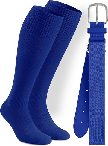 Cooraby Baseball Socks and Belt Combo Youth Boys Adjustable Softball Football Socks and Elastic Baseball Belts for Boys Girls in Kuwait