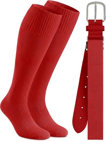 Cooraby Baseball Socks and Belt Combo Youth Boys Adjustable Softball Football Socks and Elastic Baseball Belts for Boys Girls in Kuwait