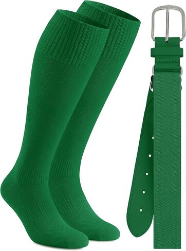 Cooraby Baseball Socks and Belt Combo Youth Boys Adjustable Softball Football Socks and Elastic Baseball Belts for Boys Girls in Kuwait