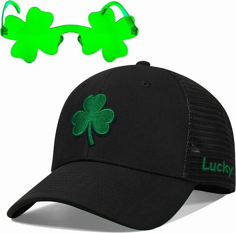 قبعة عيد القديس باتريك للرجال والنساء، قبعة سائق الشاحنة لاكي شامروك من إكسسوارات سانت باتيس، هدايا أيرلندية in Kuwait