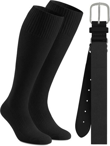 Cooraby Baseball Socks and Belt Combo Youth Boys Adjustable Softball Football Socks and Elastic Baseball Belts for Boys Girls in Kuwait
