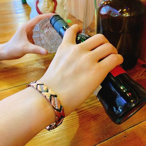 أساور نحاسية للنساء أساور مغناطيسية نقية للنساء كريستال لينك مجوهرات عيد الميلاد هدية 3500 غاوس ضبط أداة in Kuwait