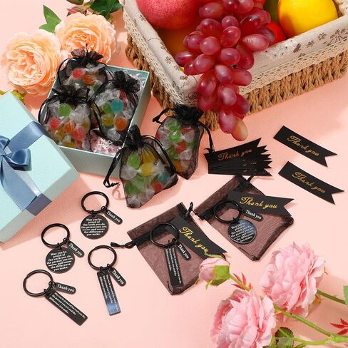Yinkin 300 Pcs Employee Appreciation Gift Thank You Keychain Bulk Gifts for Coworker 100 Inspirational Staff Appreciation Keychain 100 Organza Bags 100 Cards for Teacher Nurse Team(Black) in Saudi Arabia