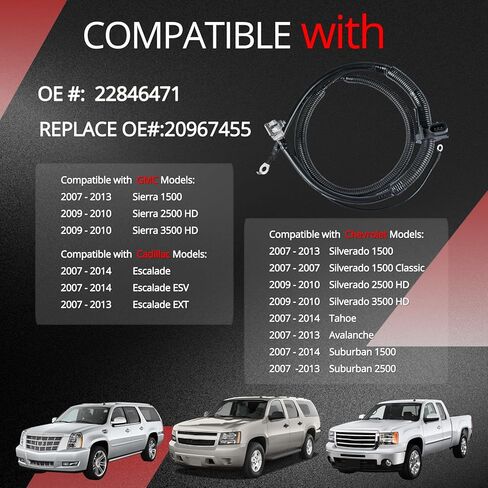 22846471 Negative Battery Cable,fits for Chevrolet Silverado Suburban Tahoe Avalanche Cadillac Escalade GMC Sierra 2007-2014,replace 22846471 20967455 (22846471) in Saudi Arabia