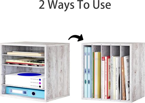 منظم فارز البريد، منظم ملفات سطح المكتب الخشبي بحجم الحروف، لوازم مكتبية متينة لتخزين الورق مع أرفف قابلة للتعديل للمكتب، 5 مقصورات بيضاء in Kuwait