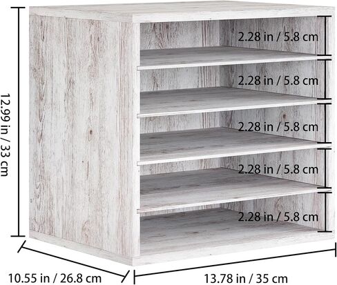منظم فارز البريد، منظم ملفات سطح المكتب الخشبي بحجم الحروف، لوازم مكتبية متينة لتخزين الورق مع أرفف قابلة للتعديل للمكتب، 5 مقصورات بيضاء in Kuwait