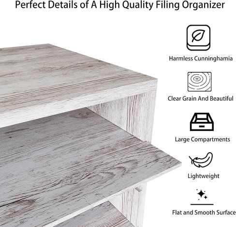 منظم فارز البريد، منظم ملفات سطح المكتب الخشبي بحجم الحروف، لوازم مكتبية متينة لتخزين الورق مع أرفف قابلة للتعديل للمكتب، 5 مقصورات بيضاء in Kuwait