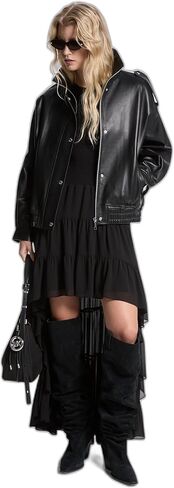 Michael Kors womens Oversized Leather Jacket in Saudi Arabia