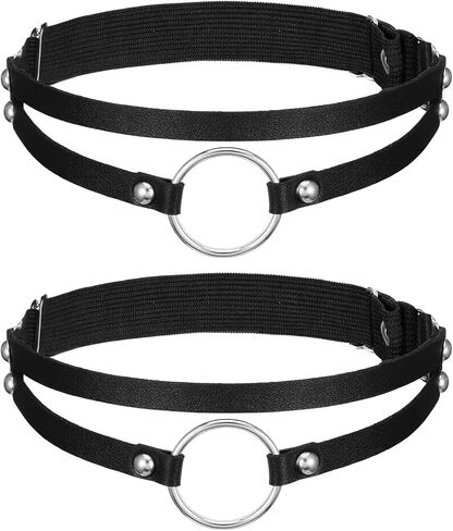 2 PCS Thigh Garter for Women, Adjustable Leg Garters for Thigh, Black Thighs Garters for Women for Cosplay, Spike Party in Saudi Arabia