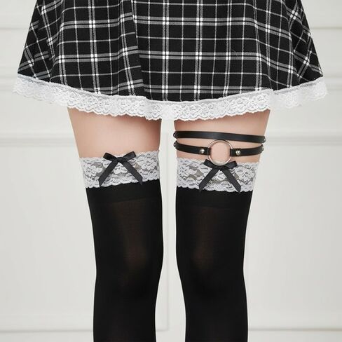 2 PCS Thigh Garter for Women, Adjustable Leg Garters for Thigh, Black Thighs Garters for Women for Cosplay, Spike Party in Saudi Arabia