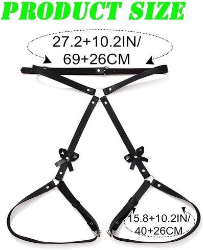 REETAN Leather Rave Leg Harness Black Fashion Punk Thigh Garter Belt for Women in Saudi Arabia
