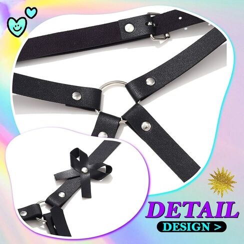 REETAN Leather Rave Leg Harness Black Fashion Punk Thigh Garter Belt for Women in Saudi Arabia