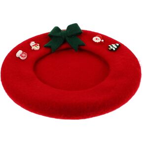 VALICLUD عيد الميلاد قبعة للنساء ورأى الصوف الفنان قبعة مع Bowknot الأحمر شتاء دافئ قبعة قبعة عطلة الإكسسوارات للسيدات in Kuwait