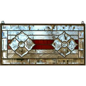 11"x22" Hanging Tiffany Style Stained Glass Clear Beveled Window Panel in Saudi Arabia