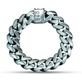 Polished 925 Sterling Silver Heavy 18mm Cuban Curb Chain Wide Bracelet in Saudi Arabia