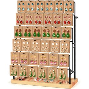 Earring Display for Vendors, 36 Hooks Earring Display Stands for Selling, Earring Holder Organizer for Earring Cards, Bracelets, Necklaces, Rings, Keychains Retail-Burlywood in Kuwait