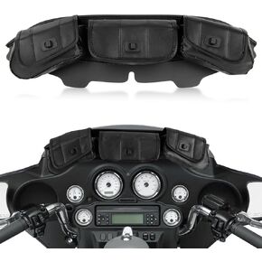 PSLER حقيبة الزجاج الأمامي للدراجات النارية 3 جيوب حقيبة الزجاج الأمامي متوافقة مع Touring Electra Glide، Street Glide FLHX FLH، نماذج Trike 1996-2013 in Kuwait