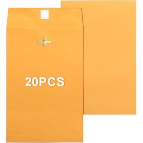 20 حزمة من مظاريف مانيلا مقاس 6 × 9 بوصة، مظاريف بمشبك أصفر مع مغلف مانيلا قابل للطباعة بختم صمغي للرسائل البريدية الآمنة والمستندات وبطاقات الدعوة in Kuwait