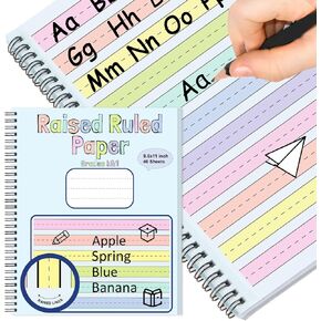 3 Pack Colored Raised Line Handwriting Paper 8.5x11 Inch Wide Ruled Writing Paper Spiral Bound with ADHD 0.63 In Spacing Multi Sensory Dysgraphia Pad Handwriting Practice Workbook for Kids Kindergarten in Kuwait