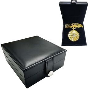 صندوق ساعة جيب جلدي قابل للحمل وجيب واحد من البولي يوريثان وحافظة عرض للرجال باللون الأسود (الصندوق فقط، لا يشمل ساعة الجيب) in Kuwait