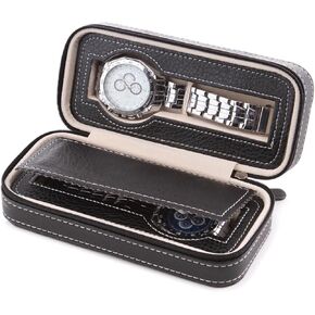 Watch Box for Men, 2/4/8 Slot Travel PU Leather Watch Display Case Watch Storage Holder Organizer with Zipper Design (Brown, 8 Slot) in Saudi Arabia