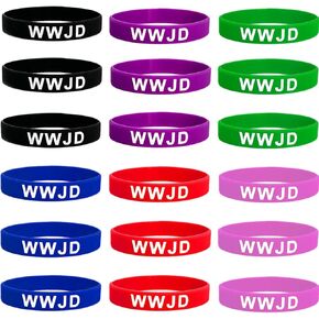 مجموعة أساور المعصم المصنوعة من السيليكون من WWJD - أساور الإيمان المسيحي، أساور معصم ملهمة للمناسبات الدينية والخيرية (18 حزمة) in Kuwait