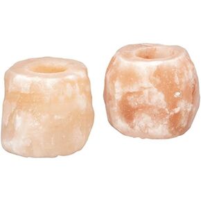 حامل شموع توهج الهيمالايا، مصباح ملح منحوت يدويًا على الطراز الطبيعي لديكور المنزل - عبوتان in Kuwait