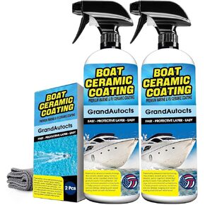 طلاء سيراميك بحري للقوارب - شمع RV مع حماية من الأشعة فوق البنفسجية للألياف الزجاجية | الحماية من أضرار الأشعة فوق البنفسجية وتحسين السطح | شمع رش القارب، منظف القوارب، ملحقات القوارب (2 قطعة) in Kuwait