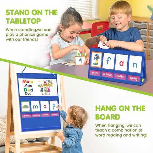 حامل مخطط جيب سطح المكتب من EAMAY CVC Word Building مع مجموعة خيمة وبطاقات مغناطيسية للكتابة والمسح، وألعاب القراءة التهجئة الصوتية للأطفال، يجب اقتناؤها في فصول رياض الأطفال! in Saudi Arabia