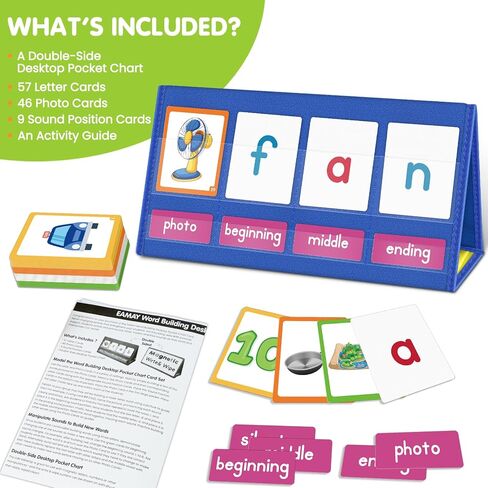 حامل مخطط جيب سطح المكتب من EAMAY CVC Word Building مع مجموعة خيمة وبطاقات مغناطيسية للكتابة والمسح، وألعاب القراءة التهجئة الصوتية للأطفال، يجب اقتناؤها في فصول رياض الأطفال! in Saudi Arabia