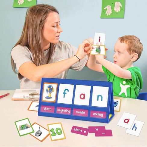 حامل مخطط جيب سطح المكتب من EAMAY CVC Word Building مع مجموعة خيمة وبطاقات مغناطيسية للكتابة والمسح، وألعاب القراءة التهجئة الصوتية للأطفال، يجب اقتناؤها في فصول رياض الأطفال! in Saudi Arabia