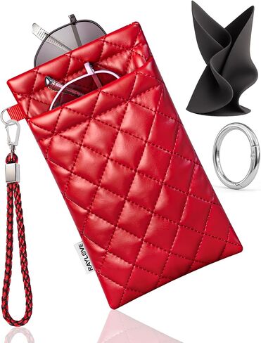RayLove Glasses Case Double Eyeglass Case for Women Men Soft Glasses Case with Carrying Strap and Cleaning Cloth in Saudi Arabia